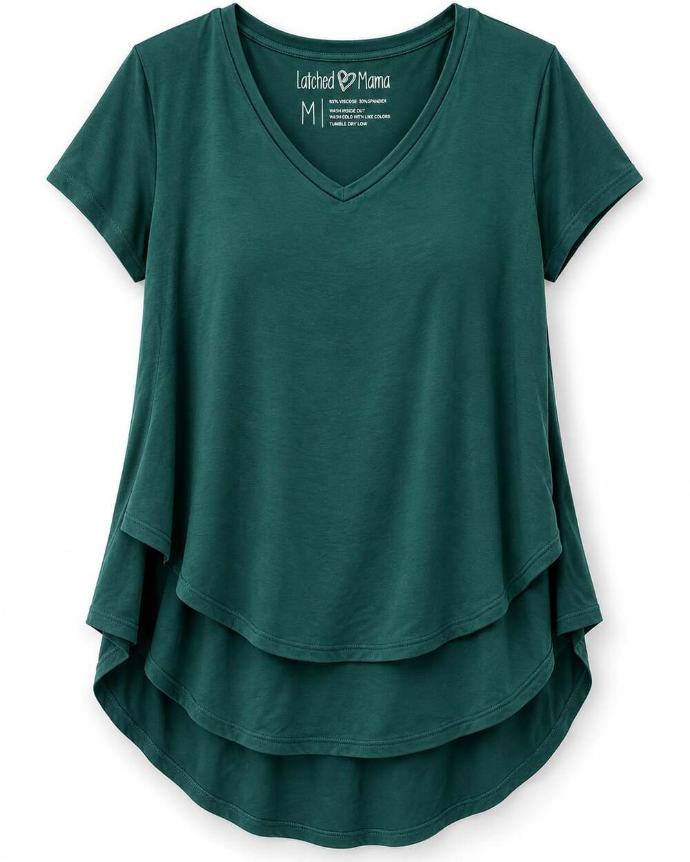 Latched Mama Nursing Tunic Size M Green V-Neck Short Sleeve Layered Top